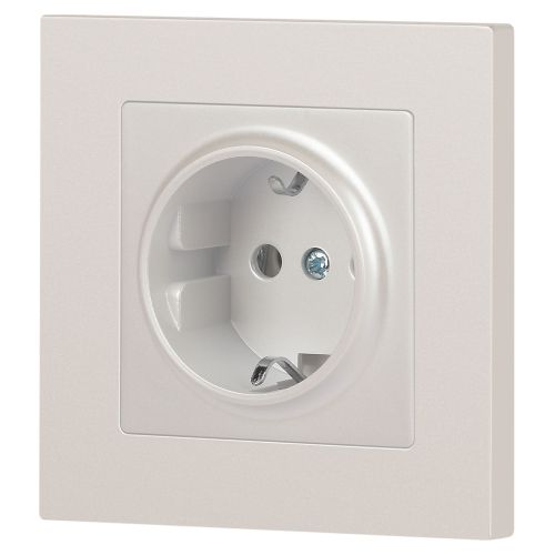  Розетка 1-м СП Accent 6-202-06 16А IP20 250В 2P+E Schuko перламутр. Intro Б0063695 фото в каталоге от BTSprom.by