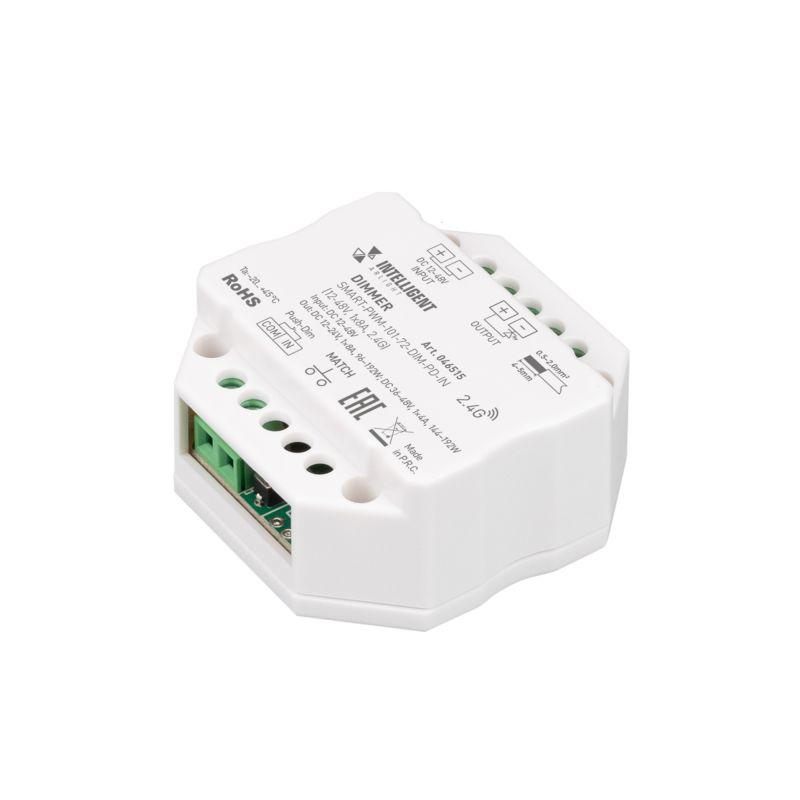 диммер smart-pwm-101-72-dim-pd-in 12-48в 1х8а 2.4g ip20 пластик intelligent arlight 046515 от BTSprom.by
