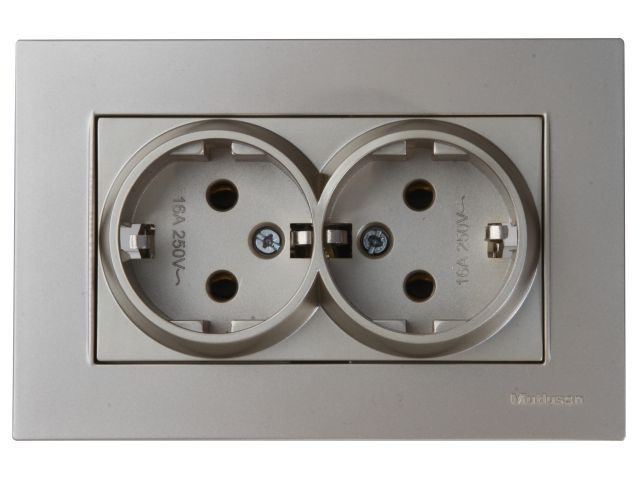 розетка 2-ая (скрытая,с/з) титан, rita, mutlusan (16 a, 250 v, ip 20) 2220 202 0283 от BTSprom.by