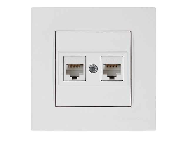 розетка компьютерная 2xrj45 (cat6, скрытая) белая, rita, mutlusan 2220 141 0101 от BTSprom.by