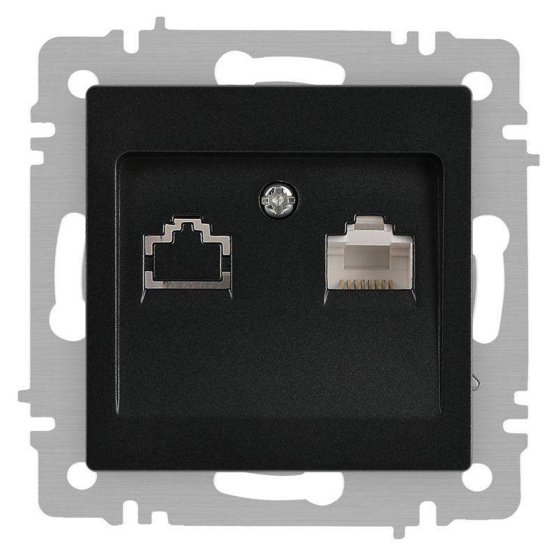 розетка компьютерная 1-м сп accent 6-303-05 rj45 ip20 антрацит intro б0063634 от BTSprom.by