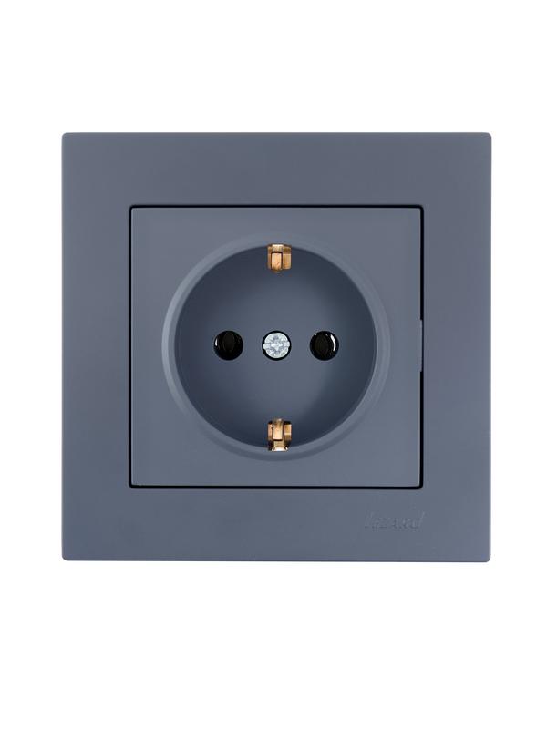  Розетка 1-м СП Vesna с заземл. защ. шторки ПБТ механизм графит LEZARD 742-3488-124B фото в каталоге от BTSprom.by