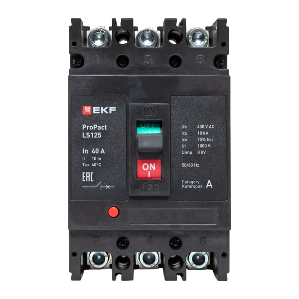  Выключатель автоматический 3п 40А 18кА LS125 ProPact EKF mccb-125-18-3-40-ls фото в каталоге от BTSprom.by