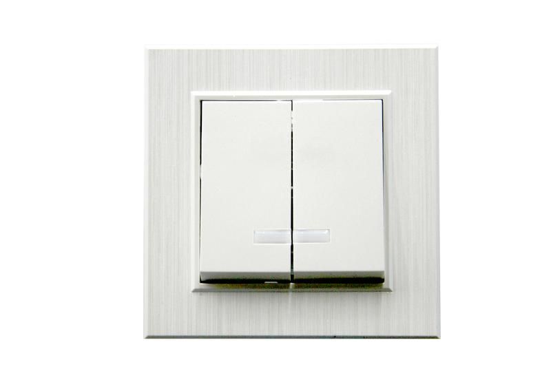 выключатель 2-клав. с подсветкой karea line star жемчуж. makel 86100023 от BTSprom.by