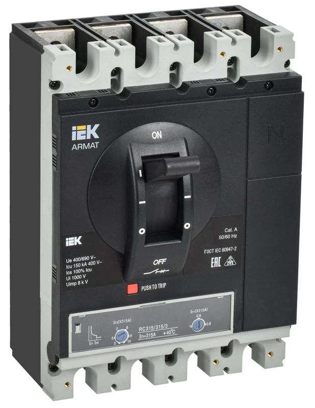 выключатель автоматический в литом корпусе 4п h 150ка 315а расцепитель термомагнитный регулируемый armat iek ar-mccb-4h-150-0315a-atuc от BTSprom.by