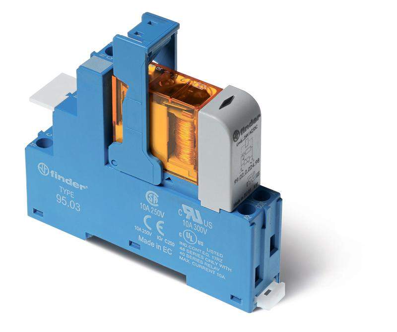 модуль интерфейсный (сборка 40.31.8.024.0000 + 99.02.0.024.98 + 95.03spa) электромеханич. реле 1co 10а agni 24в ac ip20 винт. клеммы пластик. клипса led + варистор finder 483180240060spb от BTSprom.by
