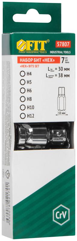  Набор бит шестигранных CrV (уп.7шт) FIT 57807 фото в каталоге от BTSprom.by