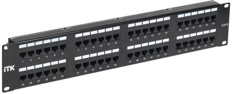 патч-панель 2u кат.6 utp 48 портов (idc dual) с каб. органайзером itk pp48-2uc6u-d05-1 от BTSprom.by