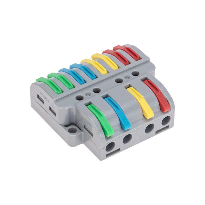  Клемма СМК 4х2 проходная разветвительная 4 полюса с монтажной площадкой (1 ввод 2 вывода на полюс) Rexant 07-5247 фото в каталоге от BTSprom.by