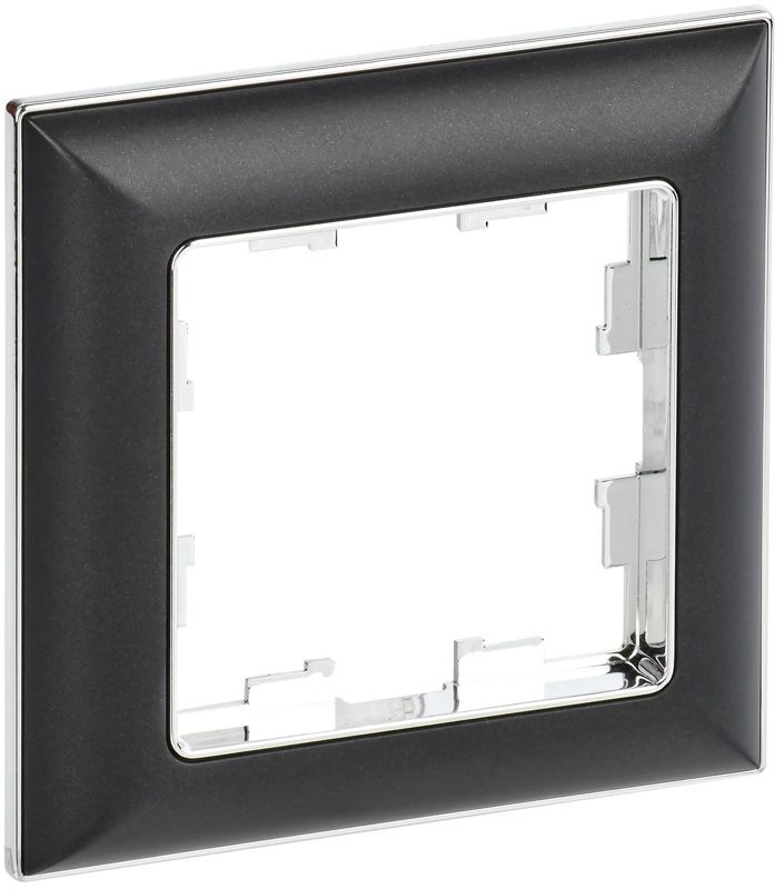 рамка 1-м brite ру-1-бр хром/черн. iek br-m12-12-2-k23 от BTSprom.by