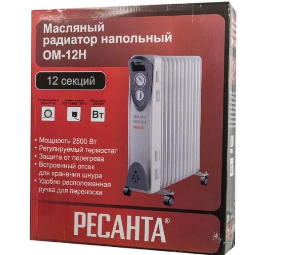 радиатор масляный 12 секц. 2500вт ом-12н ресанта 67/3/9 от BTSprom.by