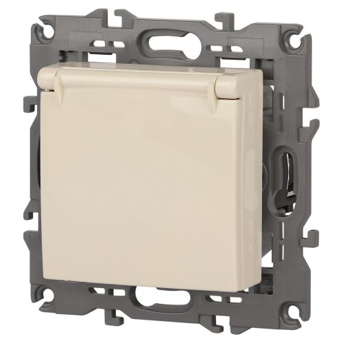  Розетка 1-м СП Эра Elegance 14-2103-02 16А IP20 16AX 250В 2P+E Schuko защ. шторки с крышкой сл. кость Эра Б0034279 фото в каталоге от BTSprom.by