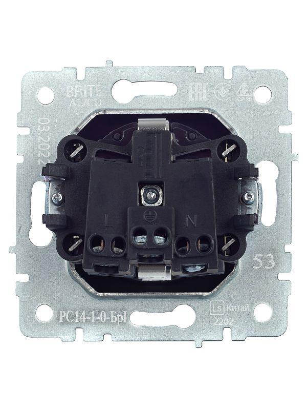  Розетка 1-м СП BRITE РС14-1-0-БрГ 16А с заземл. защ. шторки механизм графит IEK BR-R14-16-K53 фото в каталоге от BTSprom.by