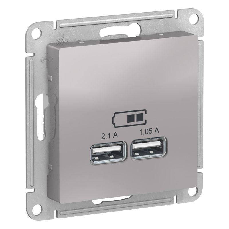 розетка usb atlasdesign тип a+a 5в 1х2.1а 2х1.05а механизм алюм. se atn000333 от BTSprom.by