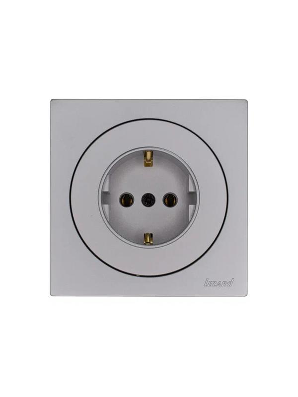  Розетка 1-м OSEN IP20 16А с заземл. ПБТ механизм сер. матов. LEZARD 743-7488-122B фото в каталоге от BTSprom.by