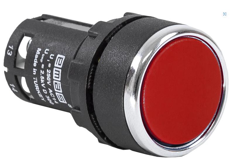 кнопка нажимная моноблочная 22мм ip 40 1но+1нз красн. emas mb102dk от BTSprom.by