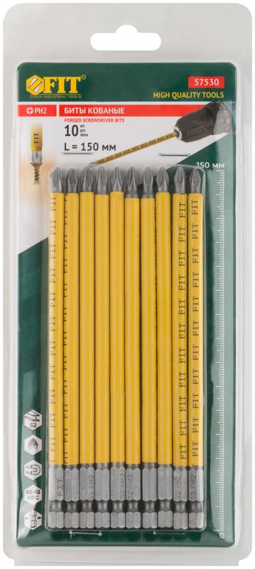  Набор бит кованые сталь S2 односторонние 150мм PH2 профи блистер (уп.10шт) FIT 57530 фото в каталоге от BTSprom.by