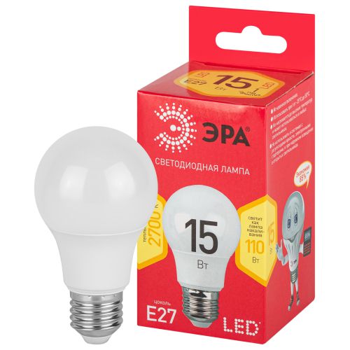 Лампа светодиодная RED LINE LED A60-15W-827-E27 R 15вт A60 груша 2700К тепл. бел. E27 Эра Б0046355 фото в каталоге от BTSprom.by