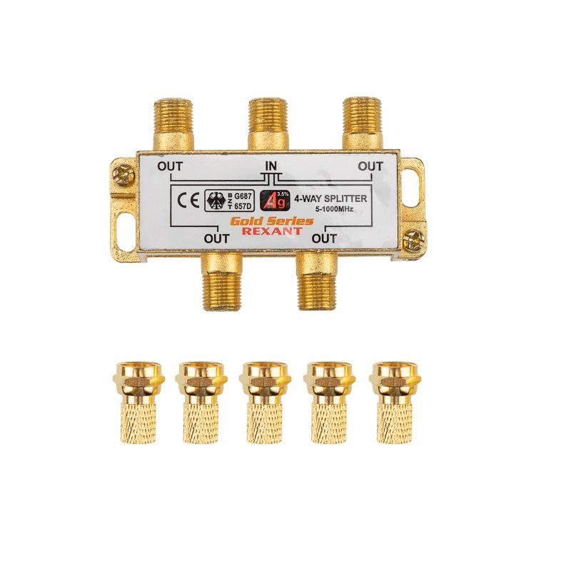  Делитель ТВ "краб" x4+5шт F "BOX" 5-1000 МГц "GOLD" Rexant 05-6103-1 фото в каталоге от BTSprom.by
