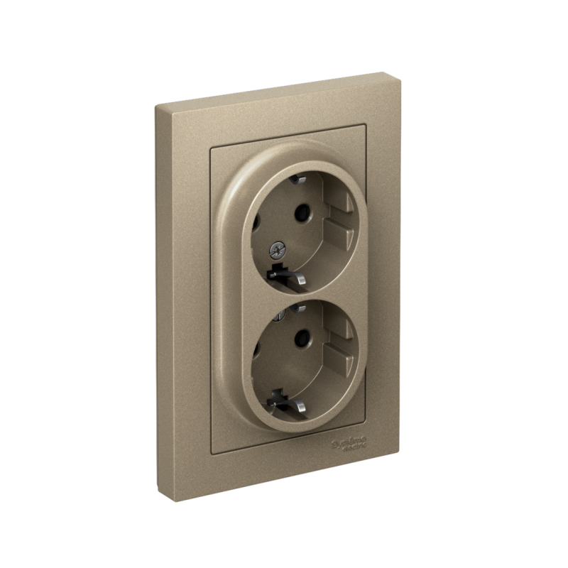 розетка 2-м сп atlasdesign 16а ip20 с заземл. в сборе шампань se atn000524 от BTSprom.by