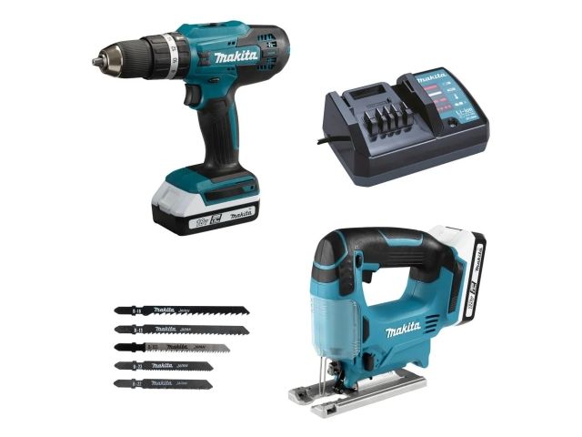 аккум. дрель-шуруповерт makita lxt hp488d + аккум. лобзик jv183d (в комплекте 2 акум. 1,5а/ч + зарядное+сумка) dk18b59y от BTSprom.by