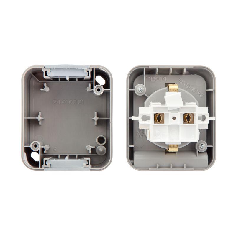  Розетка 1-м ОП Mini OG IP54 с заземл. сер. Kranz KR-78-0817 фото в каталоге от BTSprom.by