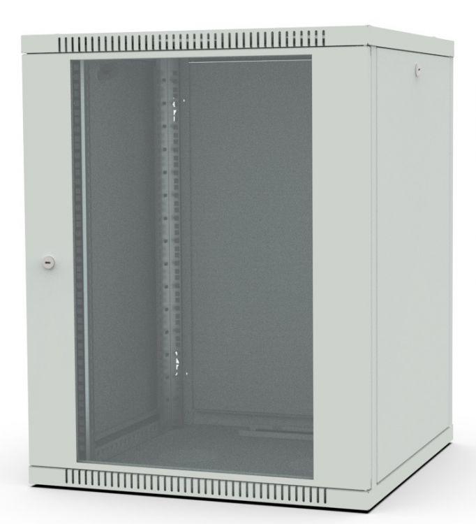 шкаф настенный wall boх 19дюйм 15u 600х600х490 дверь стеклян. ral7035 сер. filum fl-wb-1566gm-gy от BTSprom.by