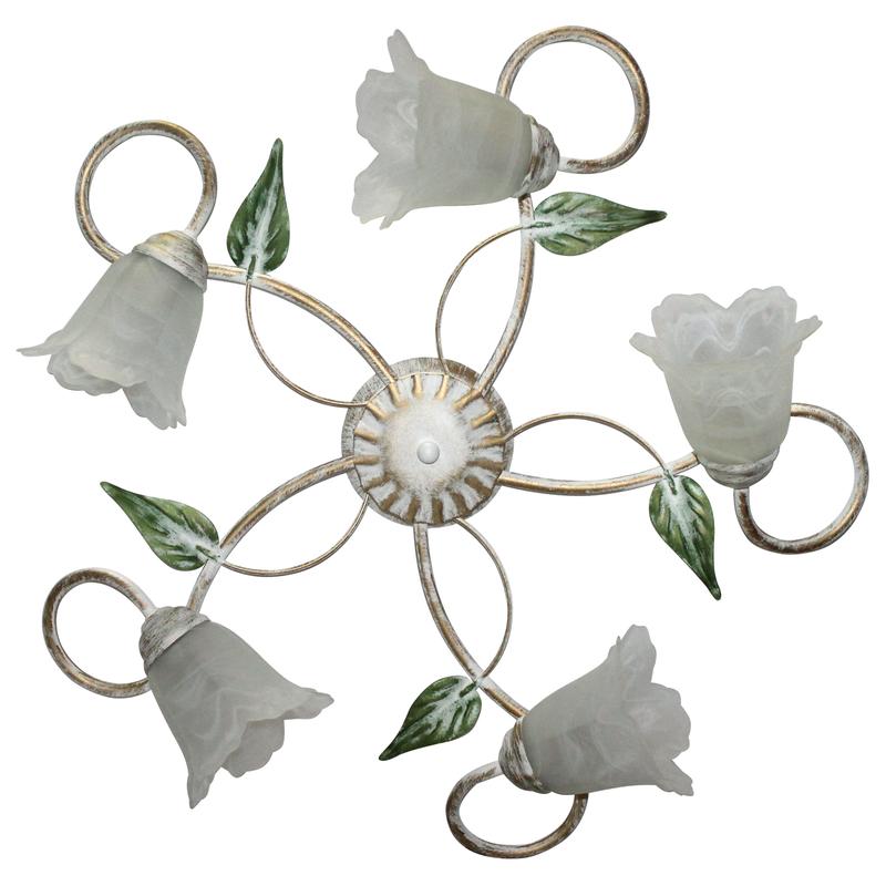  Светильник "Флорин" 151 (Плафон 62333) НПБ 01-5х60-116 Е14 (ИМ) потолочный бел./зол. Элетех 1005405015 фото в каталоге от BTSprom.by