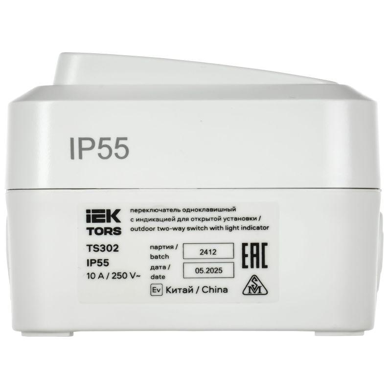  Переключатель 1-кл. ОП TORS TS302 10А IP55 с индикацией бел. IEK TS-V10-1-10-55-K01 фото в каталоге от BTSprom.by