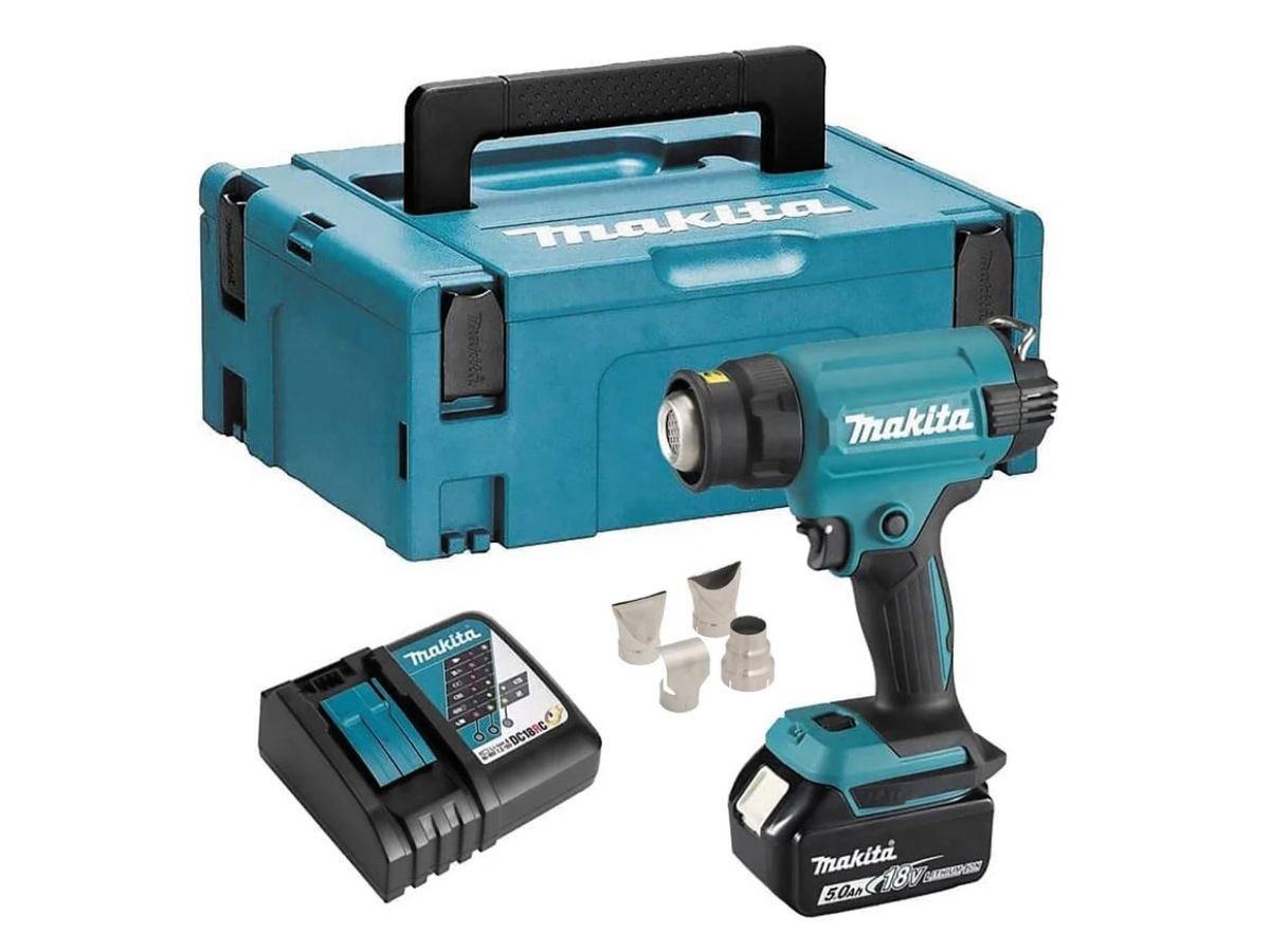 аккум. термовоздуходувка makita lxt 18в в кейсе (18в, 550 град, 2 скорости,6 режимов, кейс makpac ,насадки 5.0ач х1,з/у) dhg181rt1j от BTSprom.by