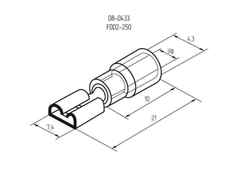  Клемма плоская изол. (гнездо) (VF 2-250) REXANT 08-0433 фото в каталоге от BTSprom.by