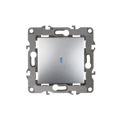  Выключатель 1-кл. СП Эра12 12-1102-03 10А IP20 250В 10AX с подсветкой механизм алюм. Эра Б0014635 фото в каталоге от BTSprom.by