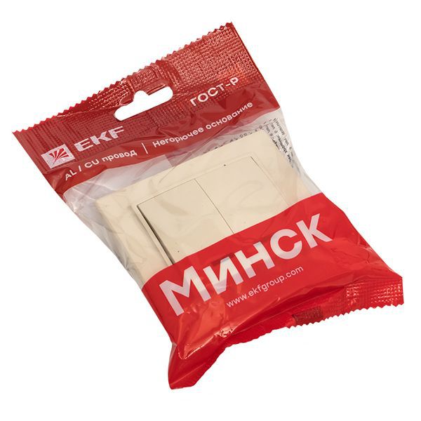  Выключатель 2-кл. СП Минск 10А IP20 с индикатором беж. EKF ERV10-123-20 фото в каталоге от BTSprom.by