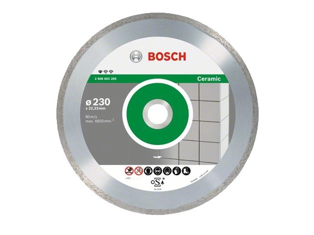 алмазный круг 230х22,23 мм по керамике сплошн. standard for ceramic bosch (сухая резка) 2608602205 от BTSprom.by