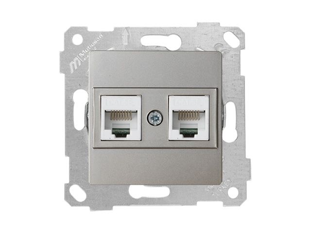 розетка компьютерная 2xrj45 (cat5e, скрытая, без рамки) титан, rita, mutlusan 2200 138 0183 от BTSprom.by