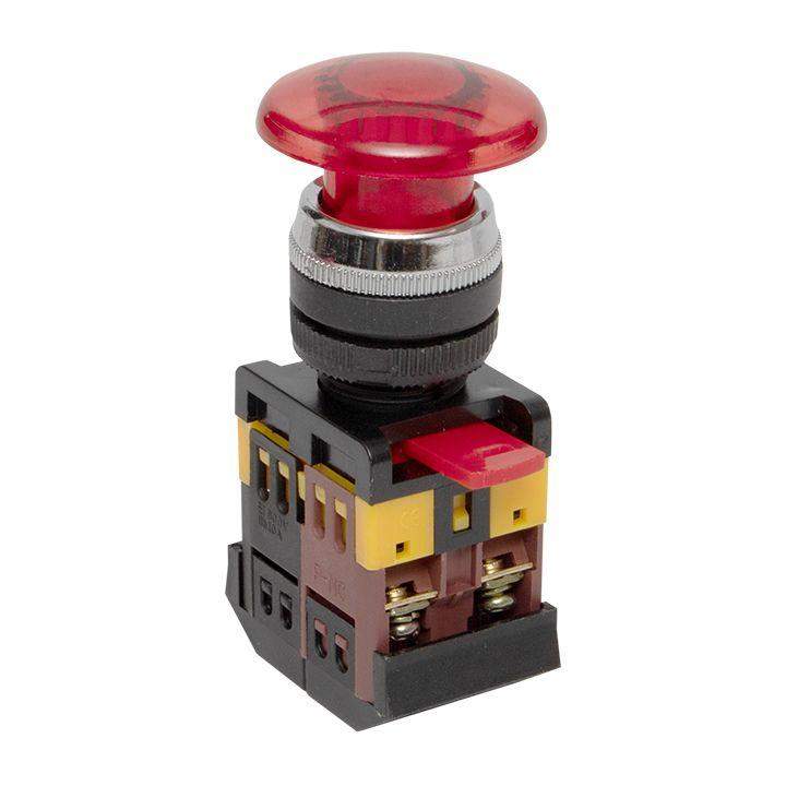 кнопка "грибок" aela-22 no+nc 220в с подсветкой красн. proxima ekf pbn-aela-1r-220 от BTSprom.by