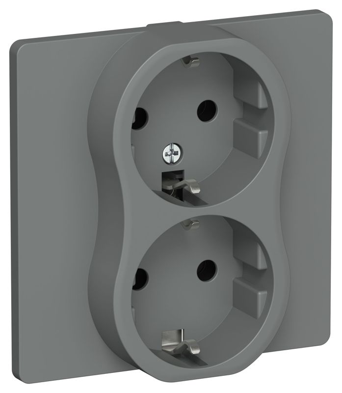 розетка 2-м сп flite рс12-1-к-флма 16а с заземл. без защ. шторок безвинтовое крепление в сборе механизм мокрый асфальт iek fi-r21c-16-1-k80 от BTSprom.by