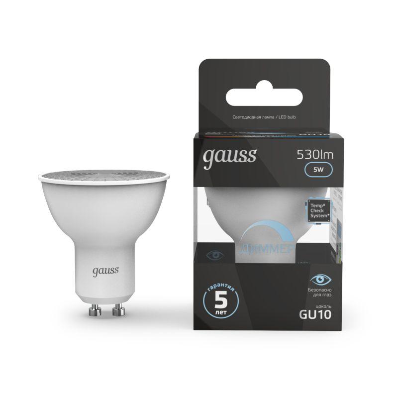 лампа светодиодная black 5вт mr16 софит 4100к нейтр. бел. gu10 530лм диммир. gauss 101506205-d от BTSprom.by