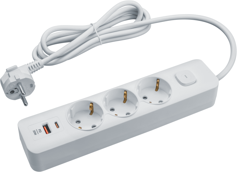 удлинитель 3х3м с заземл. 16а ip20 95 688 npe-usb06-03-300-esc-3x1-pd20w usb-c + usb-a с выкл.бел. navigator 95688 от BTSprom.by