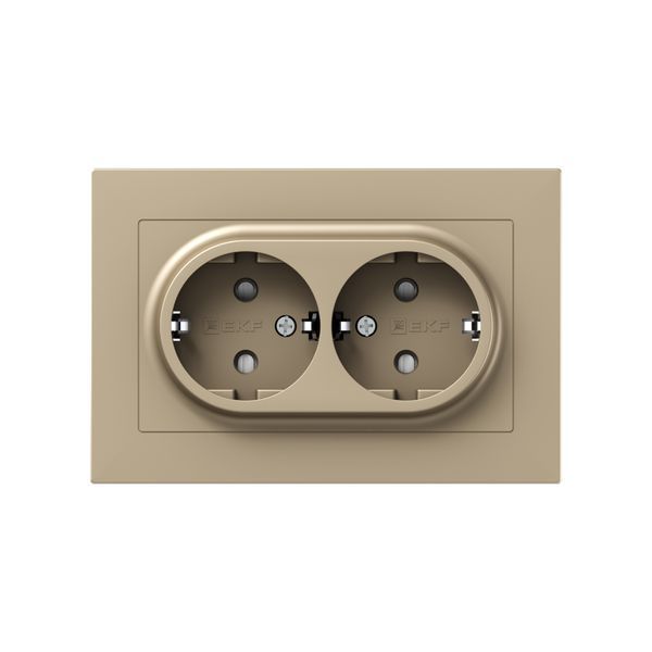 розетка 2-м сп эпика 16а с заземл. защ. шторки с рамкой механизм шампань ekf up1-soc-211 от BTSprom.by
