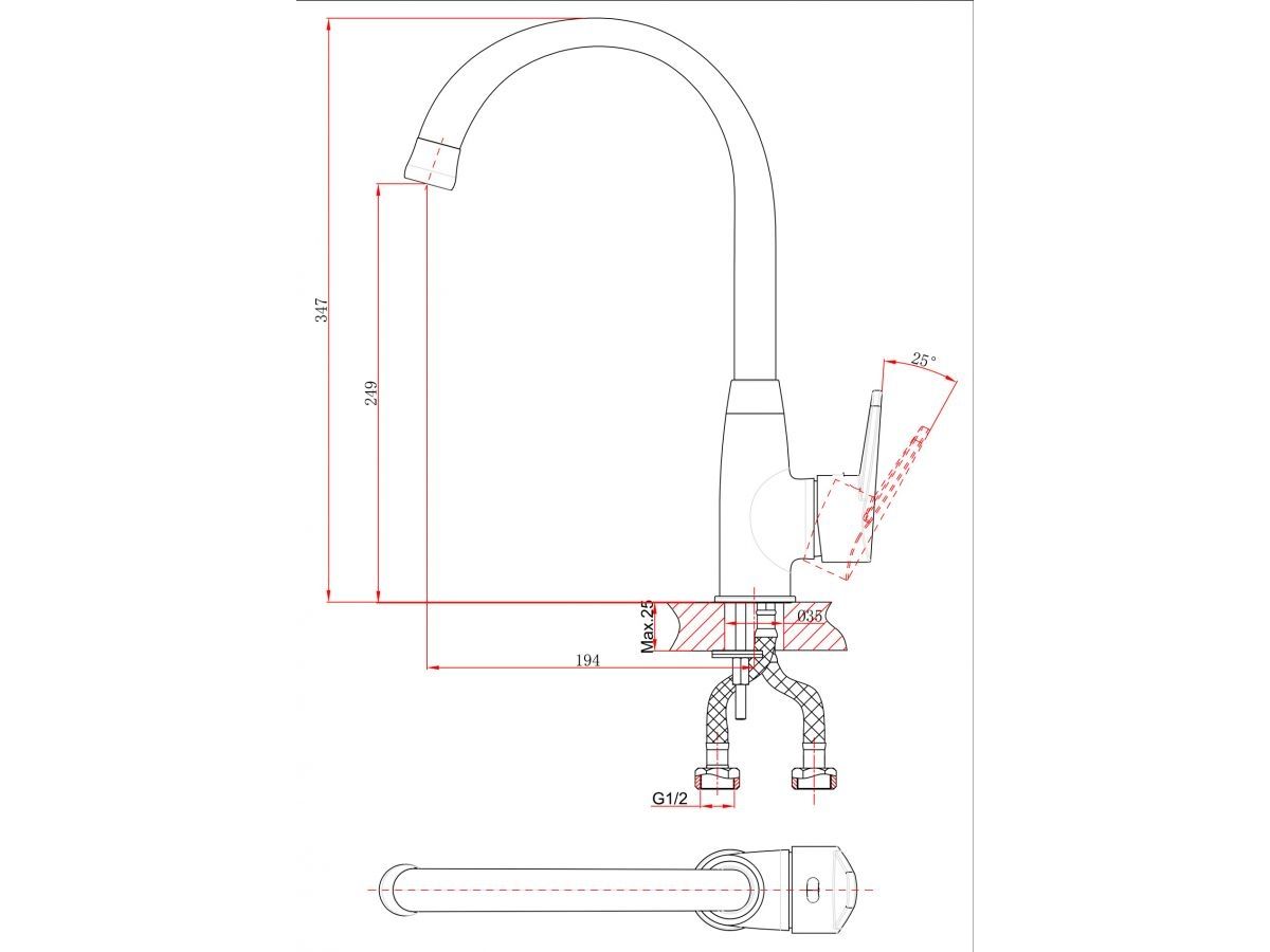  Смеситель для кухни (Lt) D40, серия Crocus хром, a-five (J-излив: длина 194 мм, высота 249 мм, поворотный) A5-0124 фото в каталоге от BTSprom.by