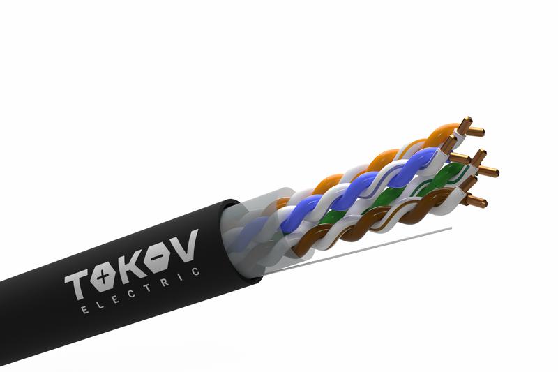 кабель витая пара u/utp 4х2х24awg(0.51мм) кат.5e pe tokov pro fluke tested (м) tokov electric tkp-c05-u42-5e-305-od от BTSprom.by