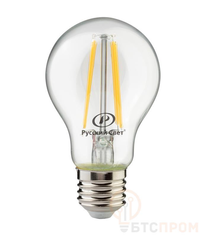 Лампа светодиодная филаментная RS F A60 E27 6W 220-240V 3000К 6Вт 560лм Ra 80 грушевидная Русский Свет 15010345093 фото в каталоге от BTSprom.by Лампа светодиодная филаментная RS F A60 E27 6W 220-240V 3000К 6Вт 560лм Ra 80 грушевидная Русский Свет 15010345093 фото в каталоге от BTSprom.by