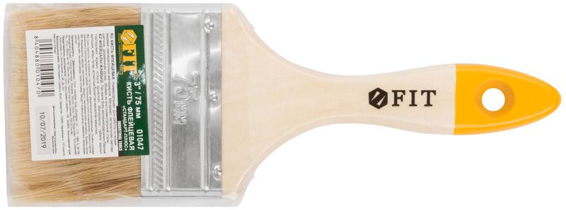  Кисть флейцевая "Стандарт-Плюс" натур. светлая щетина деревянная ручка 3дюйм (75мм) FIT 01047 фото в каталоге от BTSprom.by