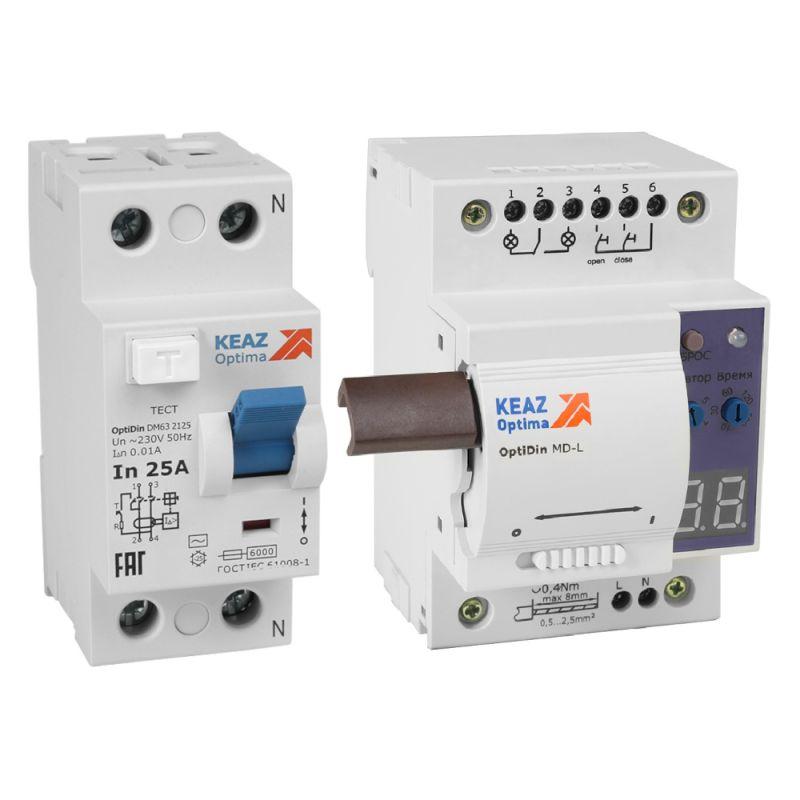 моторпривод optidin md-l-ухл4 + вдт без защиты от сверхтоков optidin dm63-2240-aс-ухл4 (2p 40 30ma) кэаз 361841 от BTSprom.by