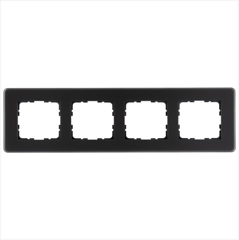 рамка 4-м g-glass закругленная стекло матов. черн. jasmart g1004gb-rm от BTSprom.by