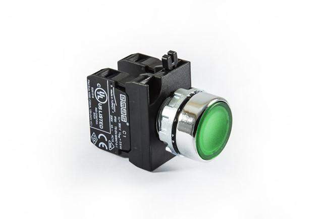 кнопка нажимная круглая зел. (1но+1нз) emas cm102dy от BTSprom.by