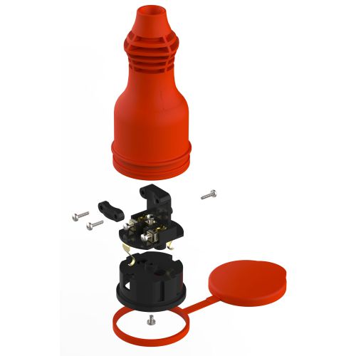  Розетка RX11-R-IP44 прямая с заземл. каучук красн. ЭРА Б0069326 фото в каталоге от BTSprom.by