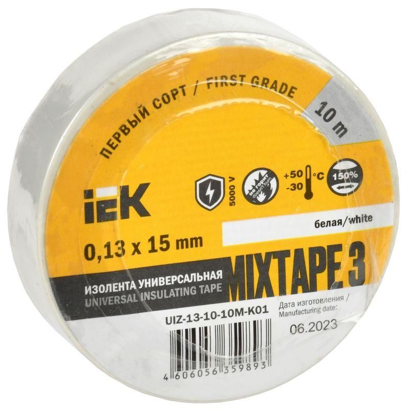 изолента пвх 0.13х15мм (рул.10м) бел. iek uiz-13-10-10m-k01 от BTSprom.by