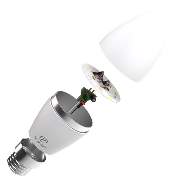 Лампа светодиодная RS C37 E27 8W 220-240V 2700К 8Вт 800лм Ra 90 свеча Русский Свет 15010545062 фото в каталоге от BTSprom.by Лампа светодиодная RS C37 E27 8W 220-240V 2700К 8Вт 800лм Ra 90 свеча Русский Свет 15010545062 фото в каталоге от BTSprom.by